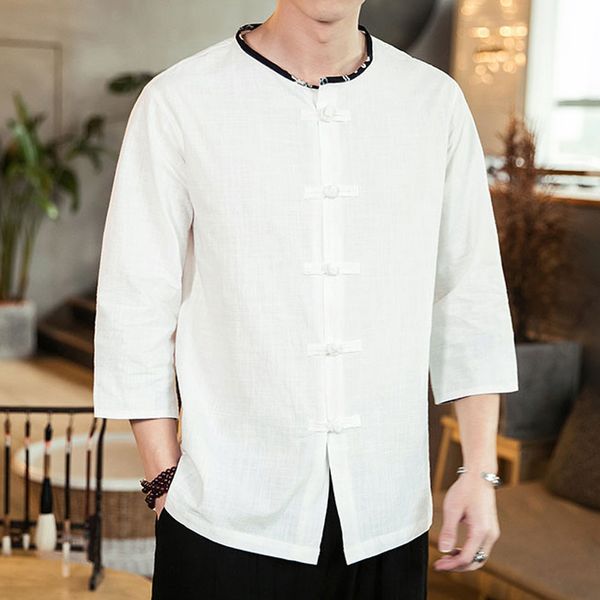 casual men's shirt camisa vintage three quarter sleeve shirt men pure color cotton linen male blouse camisa masculina, White;black
casual men's shirt camisa vintage three quarter sleeve shirt men pure color cotton linen male blouse camisa masculina, White;black