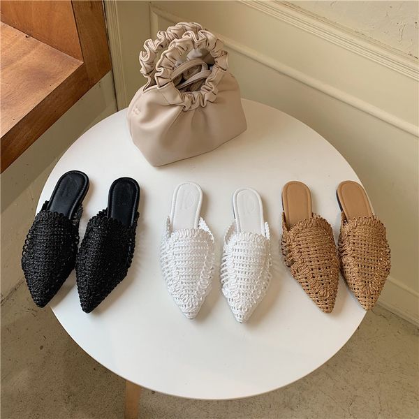 cane weave slippers women casual pointed toe mule shoes hollow flat slides summer beach flip flops fisherman sandals woman, Black
cane weave slippers women casual pointed toe mule shoes hollow flat slides summer beach flip flops fisherman sandals woman, Black