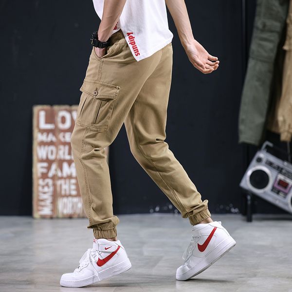 men's multi-pocket safari style elastic hem cargo pants joggers jogging trousers pantalones for men boys autumn winter season, Black
men's multi-pocket safari style elastic hem cargo pants joggers jogging trousers pantalones for men boys autumn winter season, Black