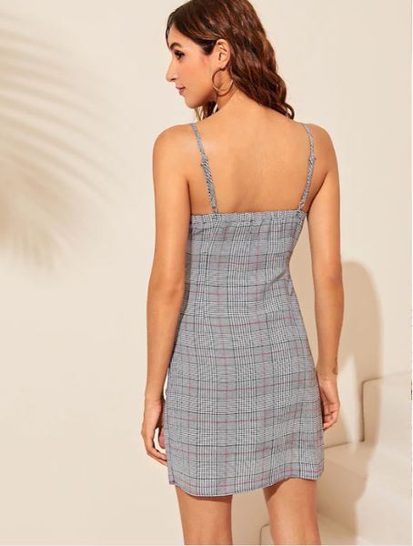 club dress summer women sling pleated hip fashion dresses for womens plaid spaghetti strap sheath dress, Black;gray
club dress summer women sling pleated hip fashion dresses for womens plaid spaghetti strap sheath dress, Black;gray