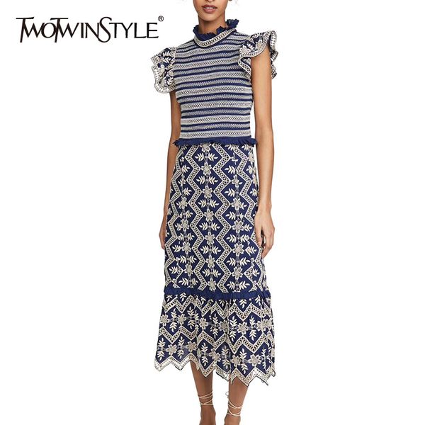 twotwinstyle casual patchwork lace summer dress women o neck embroidery sleeveless high waist dresses female 2020 fashion tide, Black;gray
twotwinstyle casual patchwork lace summer dress women o neck embroidery sleeveless high waist dresses female 2020 fashion tide, Black;gray