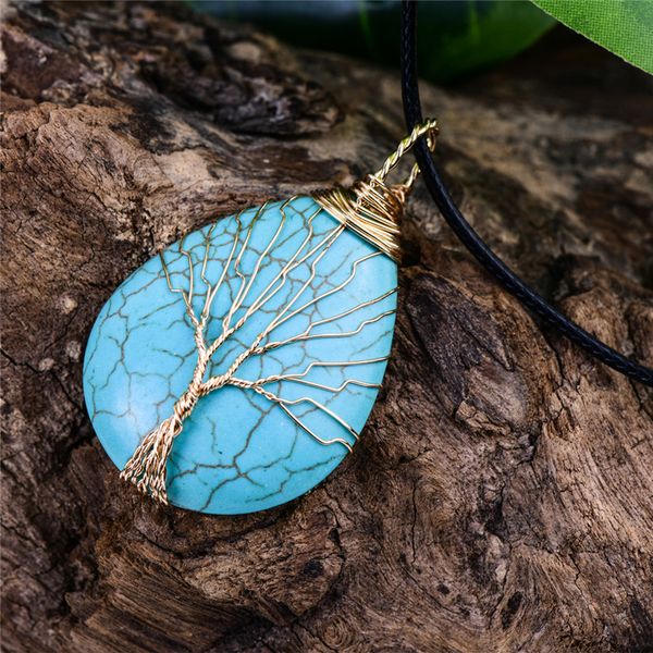 tree of life wire wrap water drop necklace & pendant natural stone women men jewelry, Silver
tree of life wire wrap water drop necklace & pendant natural stone women men jewelry, Silver