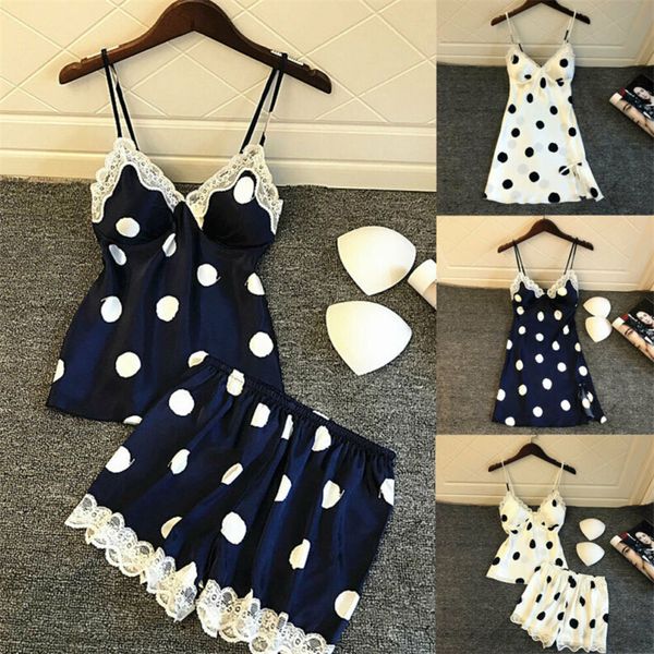 2020 fashion trend women satin nightwear 2pcs pajamas sets polka dot sleeveless soft loose lady sleepwear leisure suit, Black;white
2020 fashion trend women satin nightwear 2pcs pajamas sets polka dot sleeveless soft loose lady sleepwear leisure suit, Black;white