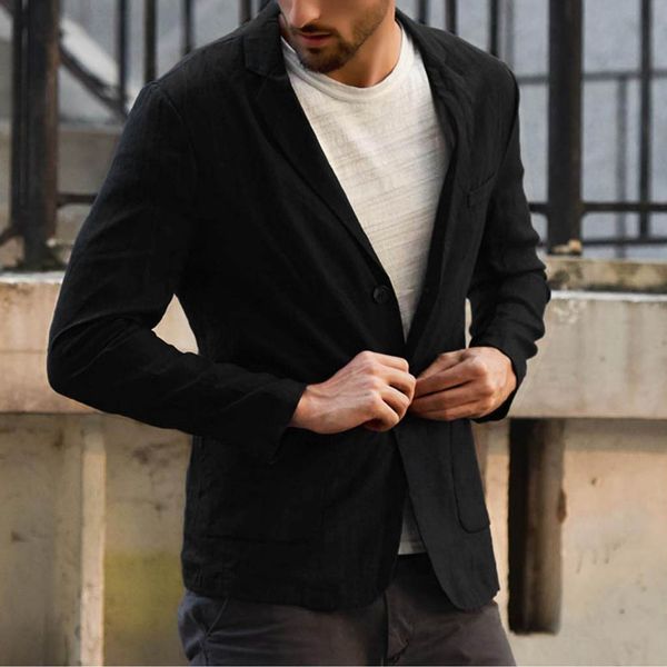 2019 mens korean slim fit fashion linen blazer jacket black white plus size m to 3xl casual male blazer jacket outwear z0708, White;black
2019 mens korean slim fit fashion linen blazer jacket black white plus size m to 3xl casual male blazer jacket outwear z0708, White;black