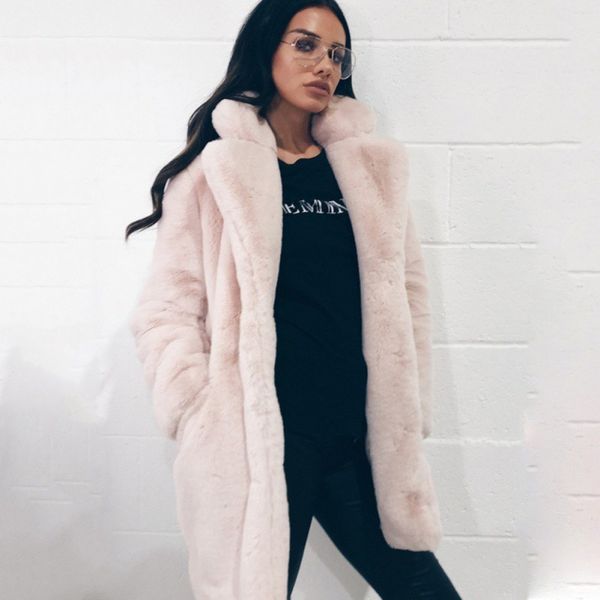 women 2019 autumn winter warm soft fur jacket elegant faux fur turn-down collar coat casual outerwear, Black
women 2019 autumn winter warm soft fur jacket elegant faux fur turn-down collar coat casual outerwear, Black