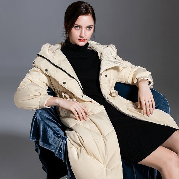 long in the new 2019 knees down jacket female euramerican style down jacket white duck thickening fashion, Black
long in the new 2019 knees down jacket female euramerican style down jacket white duck thickening fashion, Black