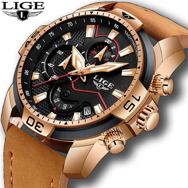 2019 New Lige Mens Watches Brand Luxury Men Casual Leather Quartz Clock Male Sport Waterproof Watch Relogio Masculino Ly191213