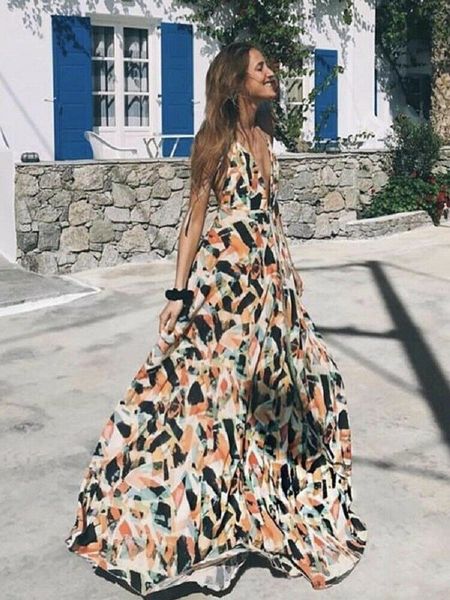 new style women dress summer boho long print dress evening party backless beach deep v neck sleeveless halter sundress fashion, Black;gray
new style women dress summer boho long print dress evening party backless beach deep v neck sleeveless halter sundress fashion, Black;gray