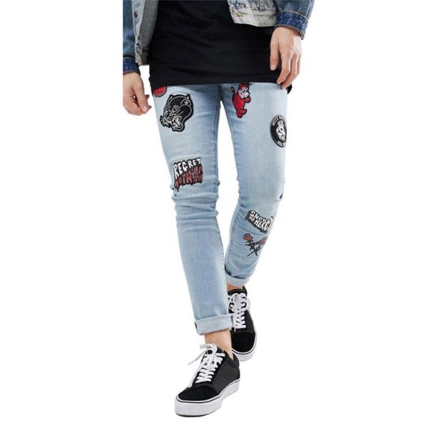 2019 men stylish ripped jeans pants biker skinny embroidery straight frayed denim trousers skinny streetwear jeans men ab42, Blue
2019 men stylish ripped jeans pants biker skinny embroidery straight frayed denim trousers skinny streetwear jeans men ab42, Blue