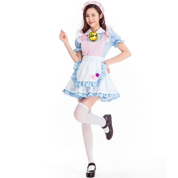 light blue woman halloween maid costume alice in wonderland princess cosplay carnival purim masquerade role play bar party dress, Black;red
light blue woman halloween maid costume alice in wonderland princess cosplay carnival purim masquerade role play bar party dress, Black;red