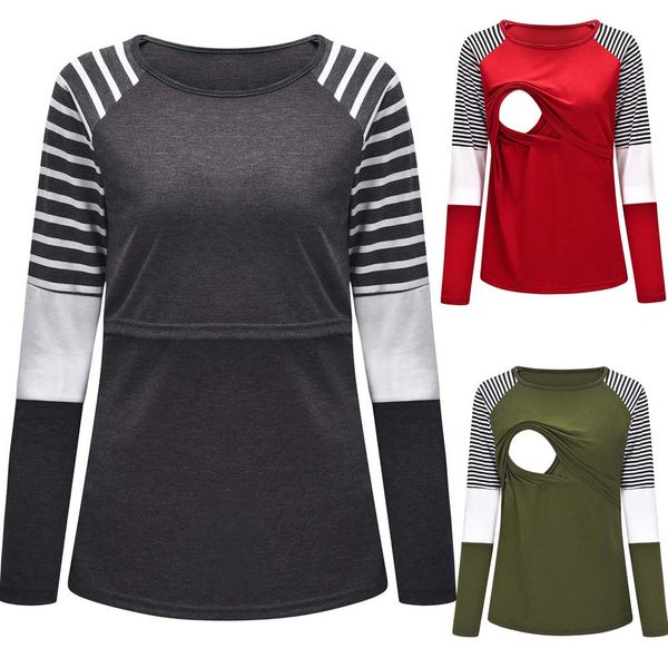 women splicing o-neck t shirt maternity long sleeve clothes nursing for breastfeeding t-shirt #ss, White
women splicing o-neck t shirt maternity long sleeve clothes nursing for breastfeeding t-shirt #ss, White