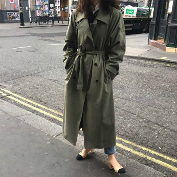 women autumn long trench coat with belt a line cloak double breasted windbreaker plus size jacket vintage green manteau femme, Tan;black
women autumn long trench coat with belt a line cloak double breasted windbreaker plus size jacket vintage green manteau femme, Tan;black