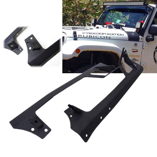 

50" led work light bar steel metal upper windshield mounting brackets w/lower corner brackets for 2007-2018 wrangler jk