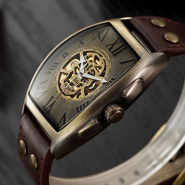 automatic mechanical watch men transparent skeleton leather belt winding wristwatch reloj automatico de hombre, Slivery;brown
automatic mechanical watch men transparent skeleton leather belt winding wristwatch reloj automatico de hombre, Slivery;brown