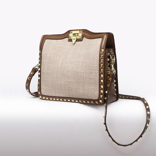 elegant2019 bag rivet width straps woman coloring linen split joint single shoulder package oblique satchel
elegant2019 bag rivet width straps woman coloring linen split joint single shoulder package oblique satchel