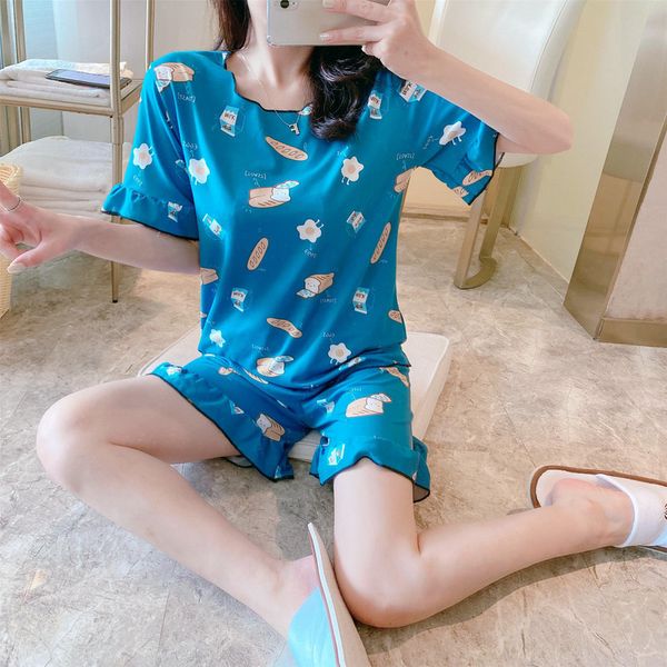 print summer ladies sleepwear short sleeve shorts 2pcs pajama set women casual loose homewear pullover student leisure wear s054, Black;red
print summer ladies sleepwear short sleeve shorts 2pcs pajama set women casual loose homewear pullover student leisure wear s054, Black;red
