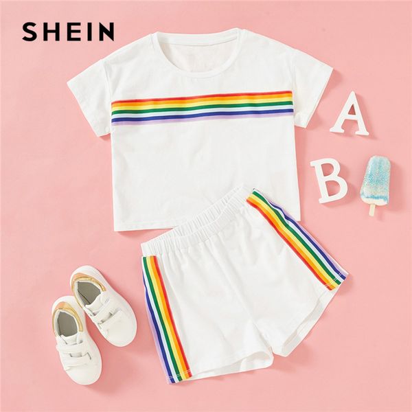 shein white rainbow striped print and shorts two piece set girls clothing 2019 summer fashion short sleeve children clothes y190522
shein white rainbow striped print and shorts two piece set girls clothing 2019 summer fashion short sleeve children clothes y190522