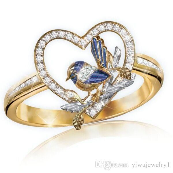 fashion new diamond inlaid sparrow ring 24k gold-plated drip craft love ring ladies party wedding jewelry size 5-11, Silver
fashion new diamond inlaid sparrow ring 24k gold-plated drip craft love ring ladies party wedding jewelry size 5-11, Silver