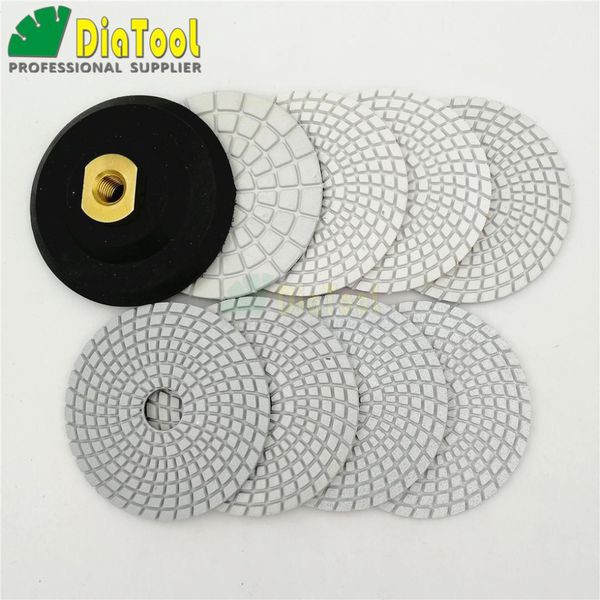diatool 8 pcs 4" wet white resin bond diamond sanding discs polishing pads with a backer rubber or aluminum based marble granite
diatool 8 pcs 4" wet white resin bond diamond sanding discs polishing pads with a backer rubber or aluminum based marble granite