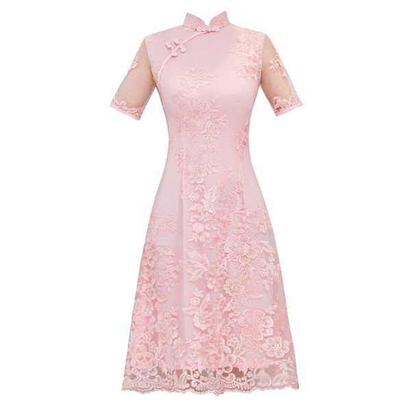 pink lace mandarin collar knee length dress chinese traditional style cheongsam elegant women' s handmade button dress -3xl, Black;gray
pink lace mandarin collar knee length dress chinese traditional style cheongsam elegant women' s handmade button dress -3xl, Black;gray