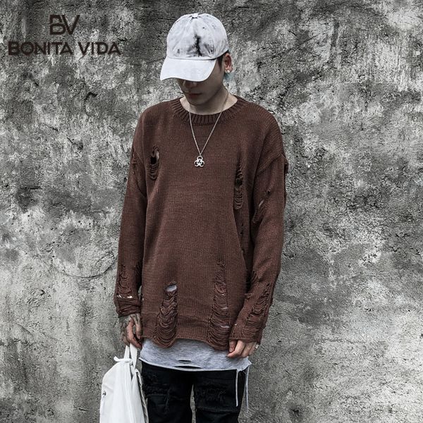 bonita vida korean style pullover plus size sweaters men 2019 autumn winter casual hole loose cotton streetwear mens sweater, White;black
bonita vida korean style pullover plus size sweaters men 2019 autumn winter casual hole loose cotton streetwear mens sweater, White;black