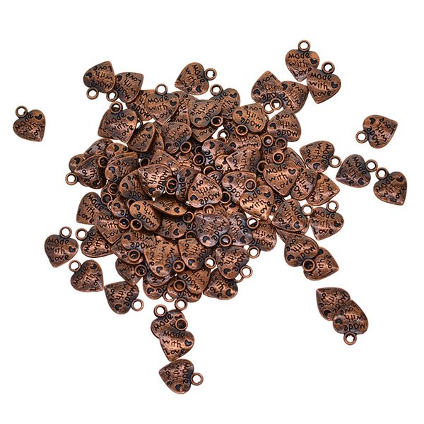 lots 100 ancient copper plated made with love heart charms pendant beads diy jewelry findings - 12x10mm, Black 
lots 100 ancient copper plated made with love heart charms pendant beads diy jewelry findings - 12x10mm, Black