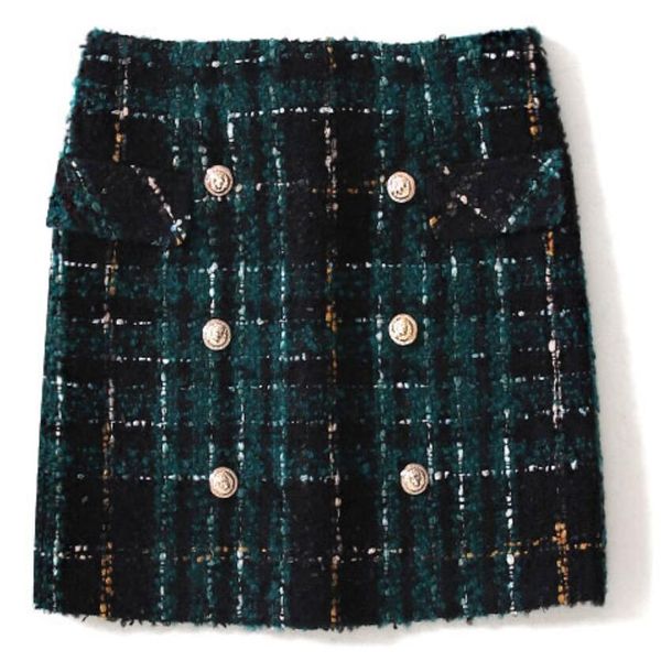 autumn winter small fragrance tweed woolen skirt women high waist double breasted mini skirt, Black
autumn winter small fragrance tweed woolen skirt women high waist double breasted mini skirt, Black