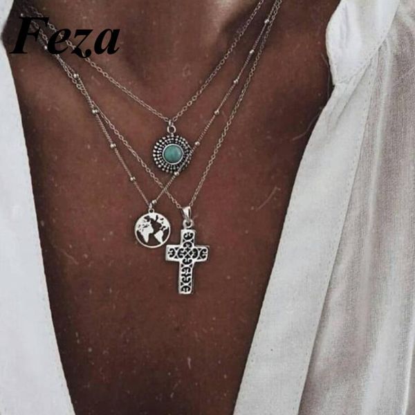 3 pcs/set vintage hollow earth cross necklace for women fashion pendant choker multilayer silver colour necklaces boho jewelry
3 pcs/set vintage hollow earth cross necklace for women fashion pendant choker multilayer silver colour necklaces boho jewelry
