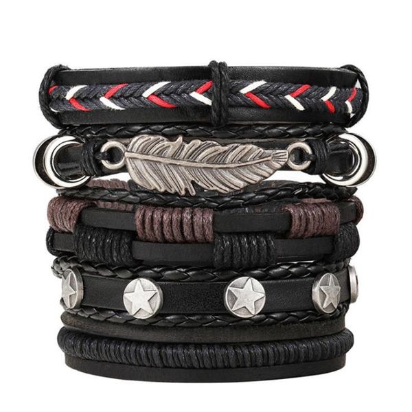 vintage leaf feather multilayer leather jewelry set women men fashion braided handmade owl star rope wrap diy bracelets & bangles party gift, Golden;silver
vintage leaf feather multilayer leather jewelry set women men fashion braided handmade owl star rope wrap diy bracelets & bangles party gift, Golden;silver
