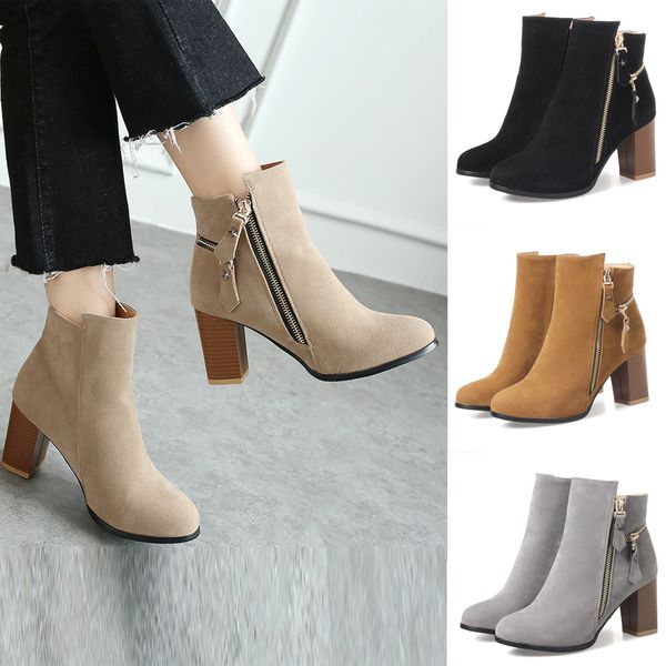 women boots comfortable round toe zipper thick heel casual shoes work ankle booties plus size 43 botas mujer footwear, Black
women boots comfortable round toe zipper thick heel casual shoes work ankle booties plus size 43 botas mujer footwear, Black