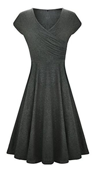 angerella summer dresses for women cap sleeve casual v neck ruched dress, Black;gray
angerella summer dresses for women cap sleeve casual v neck ruched dress, Black;gray