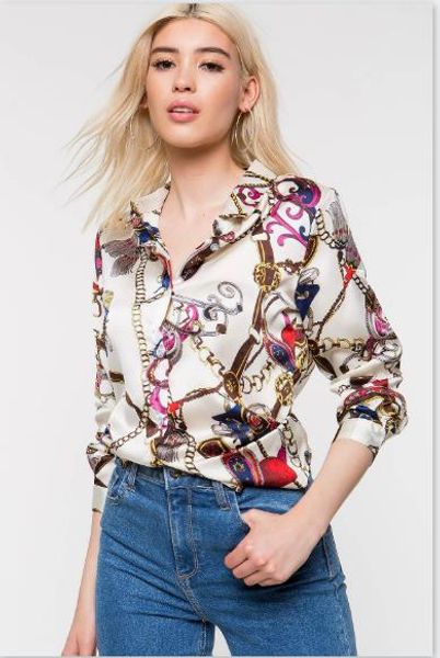 women chemise spring printed single breast blouses 19ss new autumn fashion luxury designer shirts long sleeved shirts, White
women chemise spring printed single breast blouses 19ss new autumn fashion luxury designer shirts long sleeved shirts, White