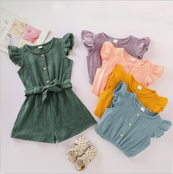 baby rompers girls fly sleeve jumpsuits kids solid cotton linen onesies infant casual button bodysuit pants with belt climbing suit b7526, Blue
baby rompers girls fly sleeve jumpsuits kids solid cotton linen onesies infant casual button bodysuit pants with belt climbing suit b7526, Blue
