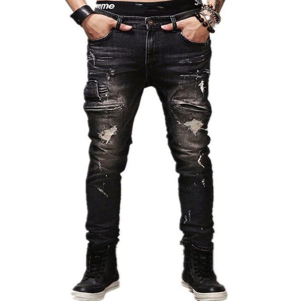 fashion hole leisure tide jeans men's cotton long trousers black denim trousers casual straight jeans men bottoms big size 40, Blue
fashion hole leisure tide jeans men's cotton long trousers black denim trousers casual straight jeans men bottoms big size 40, Blue