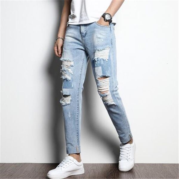 2019 autumn and winter new destroyed hole denim mens fashions worn out pencil pants ripped skinny jeans men pantalon homme jean, Blue
2019 autumn and winter new destroyed hole denim mens fashions worn out pencil pants ripped skinny jeans men pantalon homme jean, Blue
