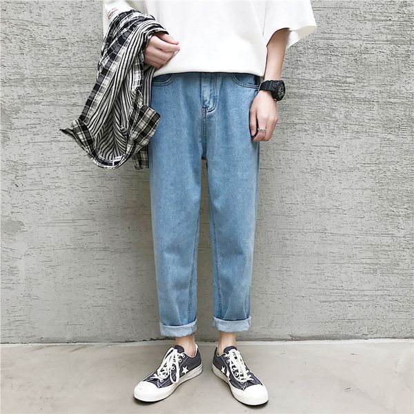 лето thin раздел гонконг стиль straight-cut jeans men trend сыпучий-fit корейского стиль широко ноги капри брюки студенты повседневного пан, Blue
лето thin раздел гонконг стиль straight-cut jeans men trend сыпучий-fit корейского стиль широко ноги капри брюки студенты повседневного пан, Blue