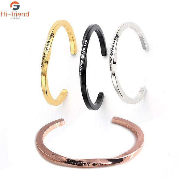 european and american style spiral letter opening men and women bracelet never give up inspirational energy couple bracelet, Golden;silver
european and american style spiral letter opening men and women bracelet never give up inspirational energy couple bracelet, Golden;silver