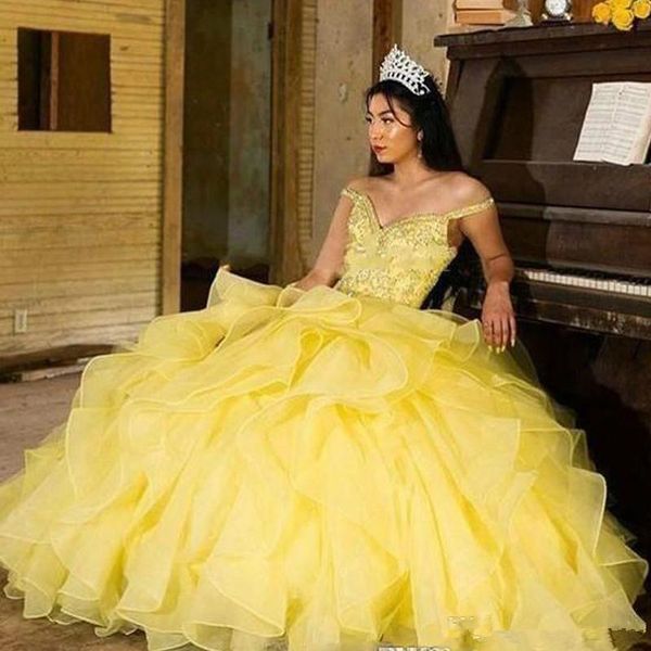 yellow princess ball gown quinceanera dresses new off shoulder cascading ruffles crystal beads sweep train prom party gowns for sweet, Blue;red
yellow princess ball gown quinceanera dresses new off shoulder cascading ruffles crystal beads sweep train prom party gowns for sweet, Blue;red