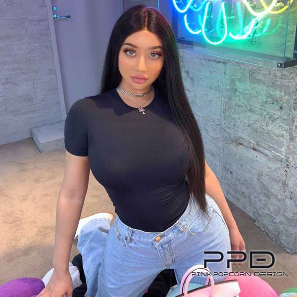 women's t-shirt 5 colors self-retaining super good high elastic basic round neck show chest big small neckline short sleeve t shirt, White
women's t-shirt 5 colors self-retaining super good high elastic basic round neck show chest big small neckline short sleeve t shirt, White