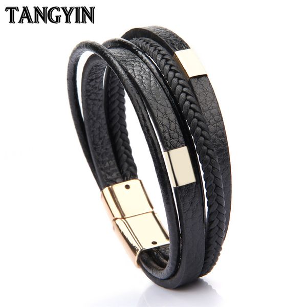 tangyin trendy multilayer braided leather bracelets gold stainless steel magnetic clasp bangles fashion men bracelets jewelry, Golden;silver
tangyin trendy multilayer braided leather bracelets gold stainless steel magnetic clasp bangles fashion men bracelets jewelry, Golden;silver
