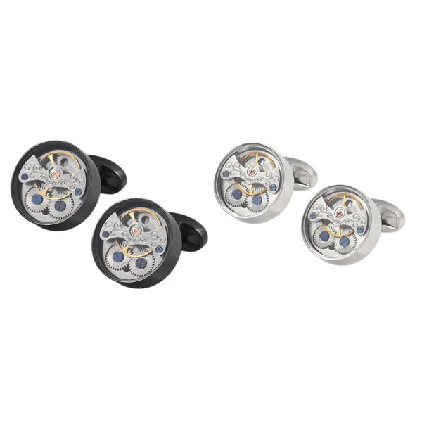 2 pairs punk novelty creative luxuarius personality mechanical movement watch design french shirt cufflinks for gentlemen, Silver
2 pairs punk novelty creative luxuarius personality mechanical movement watch design french shirt cufflinks for gentlemen, Silver