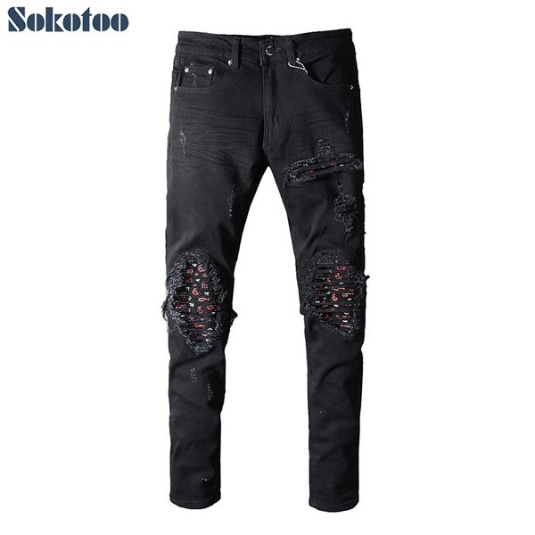 sokotoo men's black bandanna paisley printed patchwork biker jeans for moto plus size ripped stretch denim skinny pants, Blue
sokotoo men's black bandanna paisley printed patchwork biker jeans for moto plus size ripped stretch denim skinny pants, Blue