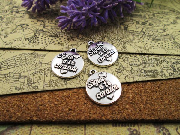 45pcs-- 19*16mm sigue a tu corazon charms tibetan silver plated pendants antique jewelry making diy handmade, Bronze;silver
45pcs-- 19*16mm sigue a tu corazon charms tibetan silver plated pendants antique jewelry making diy handmade, Bronze;silver