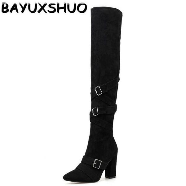 bayuxshuo new solid color ladies long boots buckle square root high heels fashion knight boots winter comfortable women, Black
bayuxshuo new solid color ladies long boots buckle square root high heels fashion knight boots winter comfortable women, Black