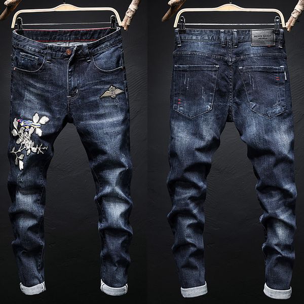 feitong multi style men's casual personality printing slim fit denim jeans trousers patchwork slim black letter jeans pants#g46, Blue
feitong multi style men's casual personality printing slim fit denim jeans trousers patchwork slim black letter jeans pants#g46, Blue
