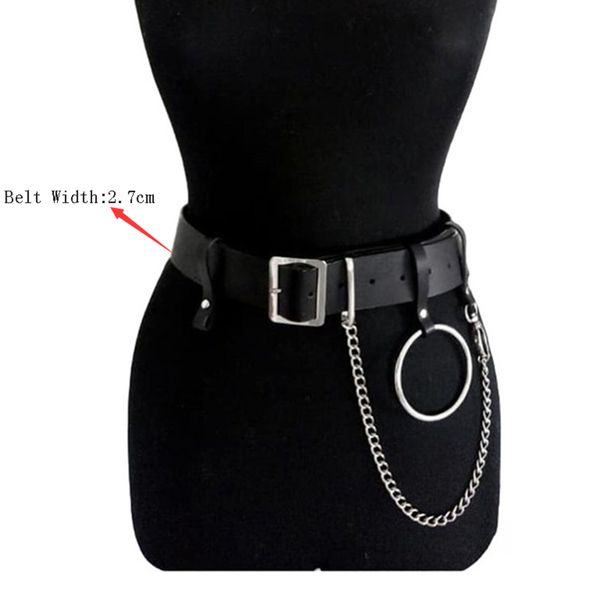2019 women gothic punk waist belt chain metal circle ring design silver pin buckle leather black waistband jeans waist belts, Black;brown
2019 women gothic punk waist belt chain metal circle ring design silver pin buckle leather black waistband jeans waist belts, Black;brown
