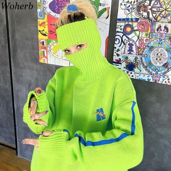 woherb harajuku autumn winter women sweater oversized turtleneck pullover neon korean fashion streetwear jumper sueter pull, White;black
woherb harajuku autumn winter women sweater oversized turtleneck pullover neon korean fashion streetwear jumper sueter pull, White;black