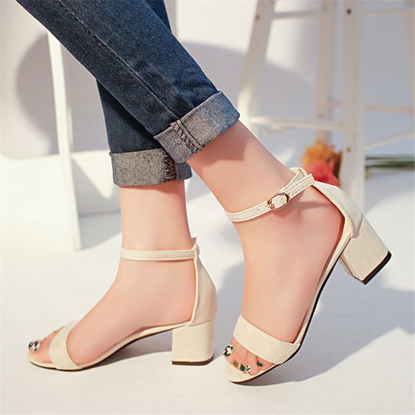 2019 summer new high heels women's with open toe suede word buckle women sandals ankle strap rome shoes 34-40 c17, Black
2019 summer new high heels women's with open toe suede word buckle women sandals ankle strap rome shoes 34-40 c17, Black