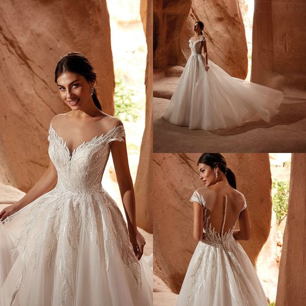 eddy k 2021 wedding dresses capped sleeves button back a-line bridal gowns custom made lace appliques sequins sweep train wedding dress, White
eddy k 2021 wedding dresses capped sleeves button back a-line bridal gowns custom made lace appliques sequins sweep train wedding dress, White