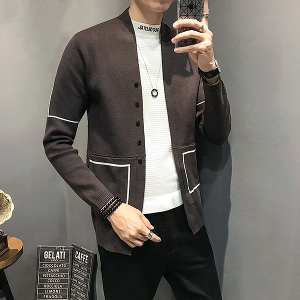 new solid color sweater men luxury single breasted cardigan sweater man winter fashion casual slim fit mens sweaters, White;black
new solid color sweater men luxury single breasted cardigan sweater man winter fashion casual slim fit mens sweaters, White;black